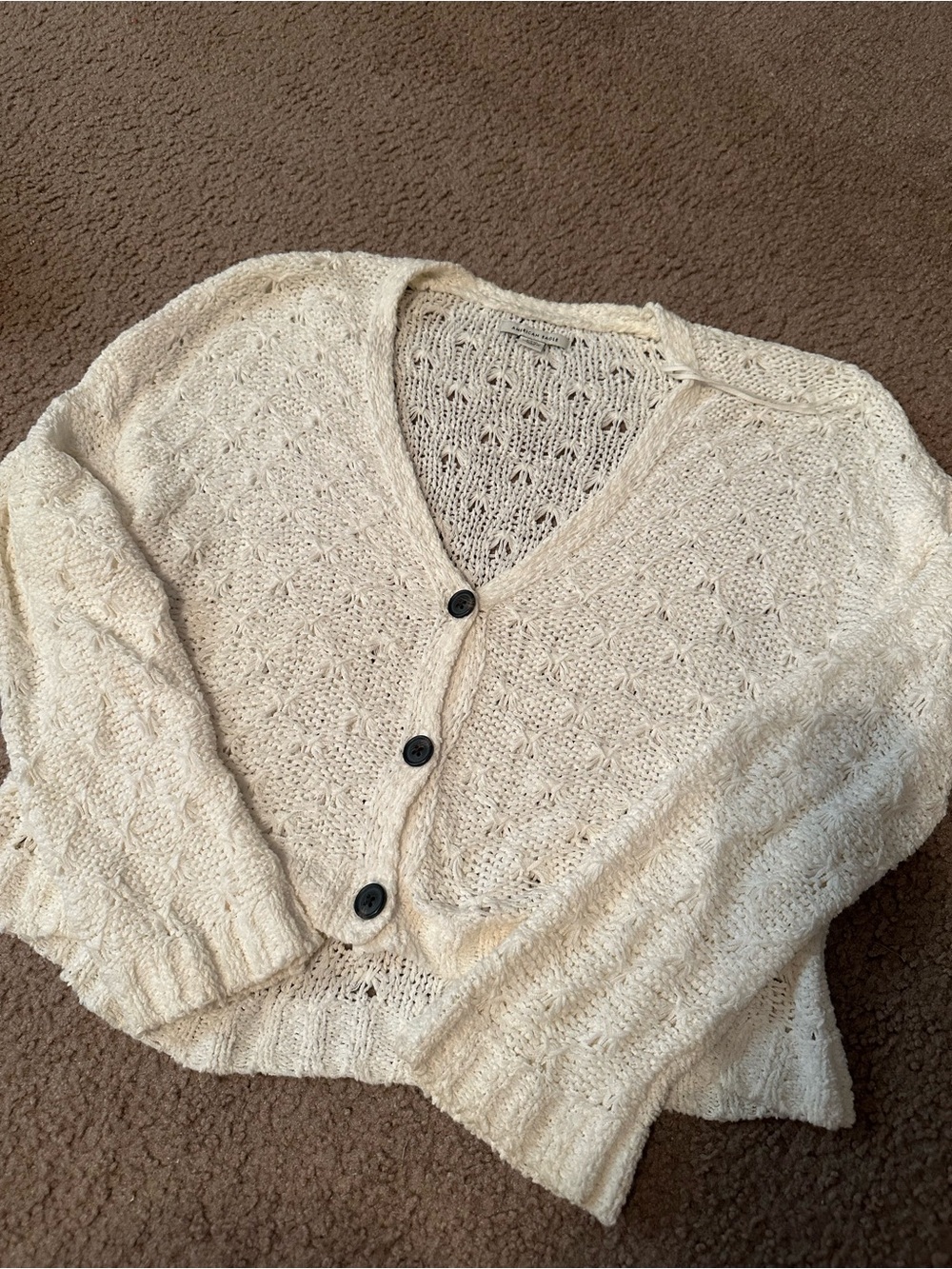White Knit Button Up Cardigan Sweater